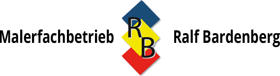 Logo Malerfachbetrieb Ralf Bardenberg mit Initialen RB auf farbigen Rauten